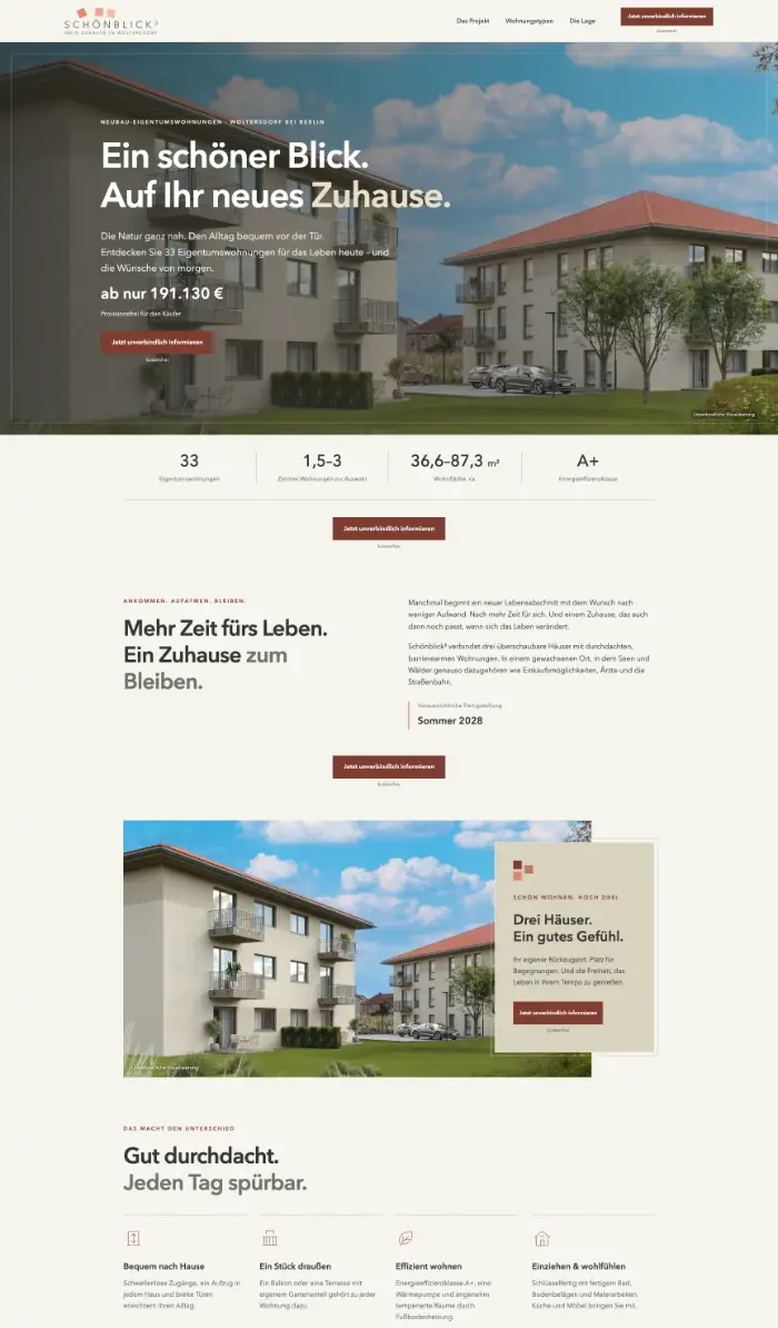 Ausschnitt einer von mash erstellten Landingpage
